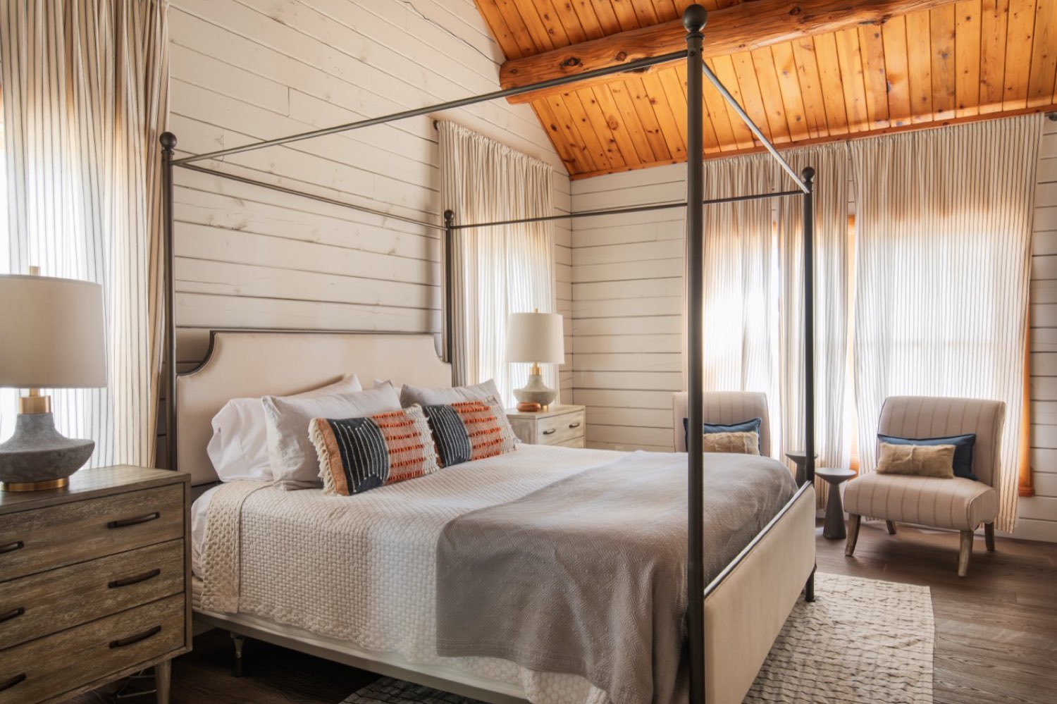 The master bedroom, king bed