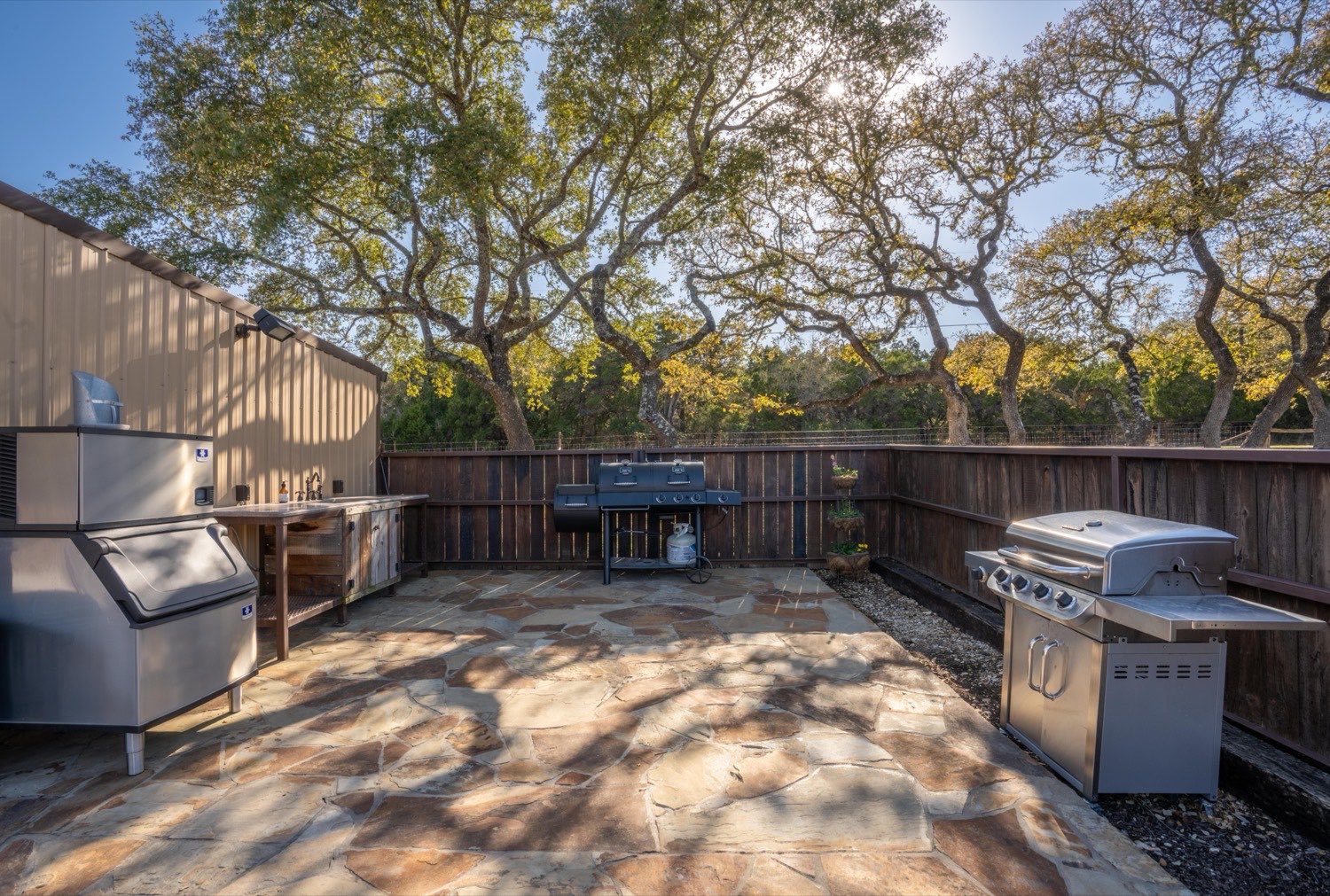 The outdoor grill area