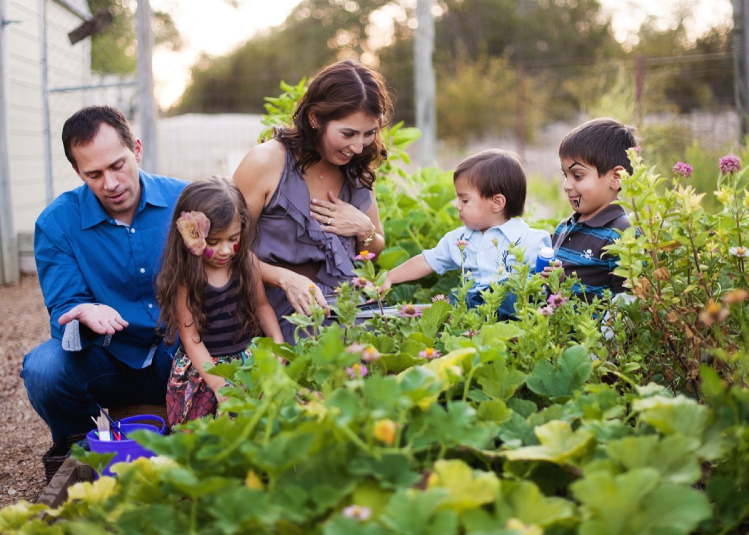 The family in the garden
